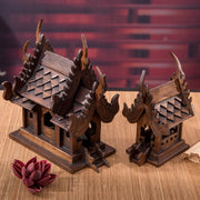 Eco-Friendly Solid Wood Carved House Ornament