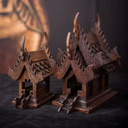 Eco-Friendly Solid Wood Carved House Ornament