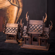 Eco-Friendly Solid Wood Carved House Ornament