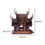 Eco-Friendly Solid Wood Carved House Ornament