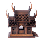 Eco-Friendly Solid Wood Carved House Ornament